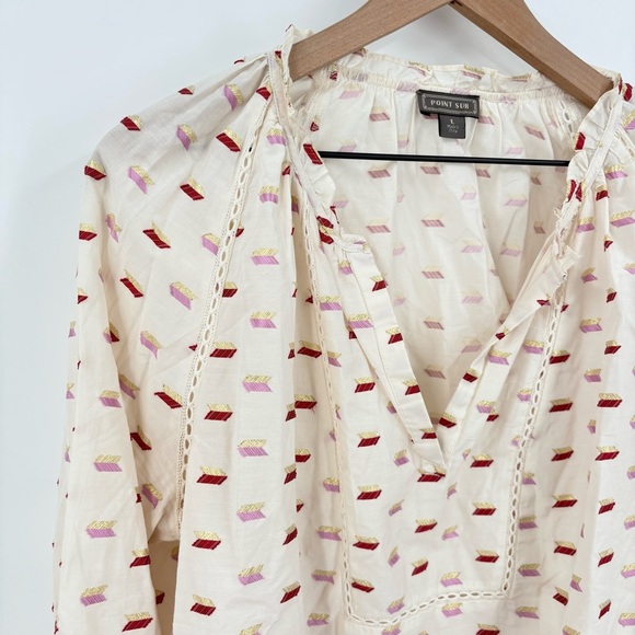 J. Crew Pont Sur Embroidered Bohemian Peasant Top Large - Picture 4 of 7